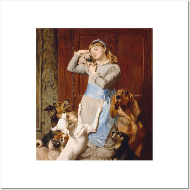 Briton Riviere - Girl With Dogs Wall Art by jandesky